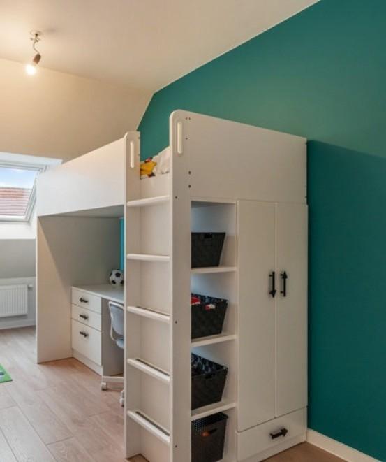 Hoogslaper met bureau en kastruimte, Kinderen en Baby's, Kinderkamer | Stapelbedden en Hoogslapers, Zo goed als nieuw, Hoogslaper