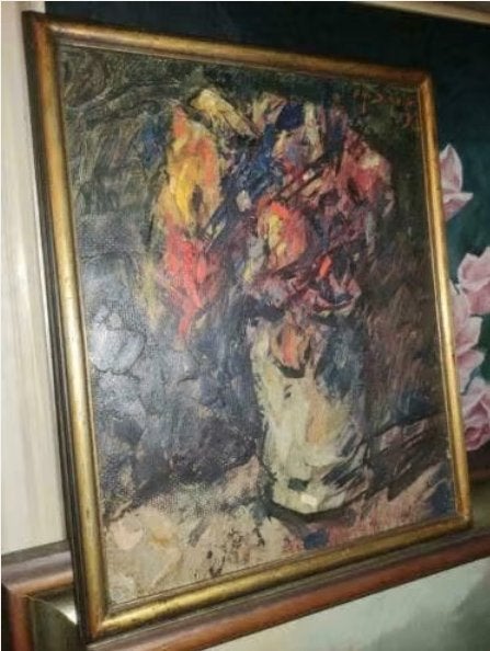 huile sur panneau fleur signe philippe schott, Enlèvement ou Envoi, Impressionniste, Aquarelle, Panneau