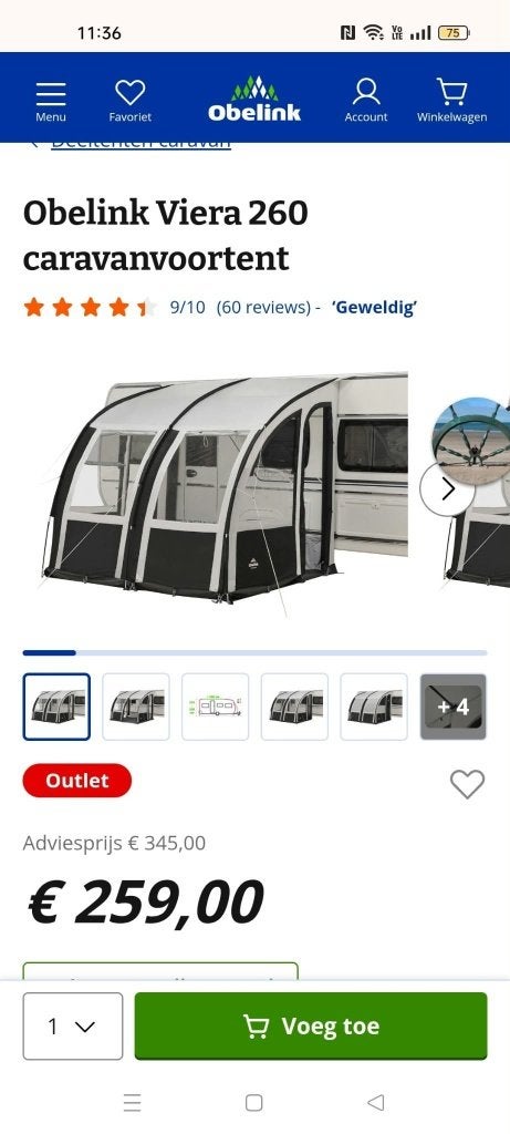 Voortent caravan, Ophalen, Zo goed als nieuw, Polyester, Overige merken