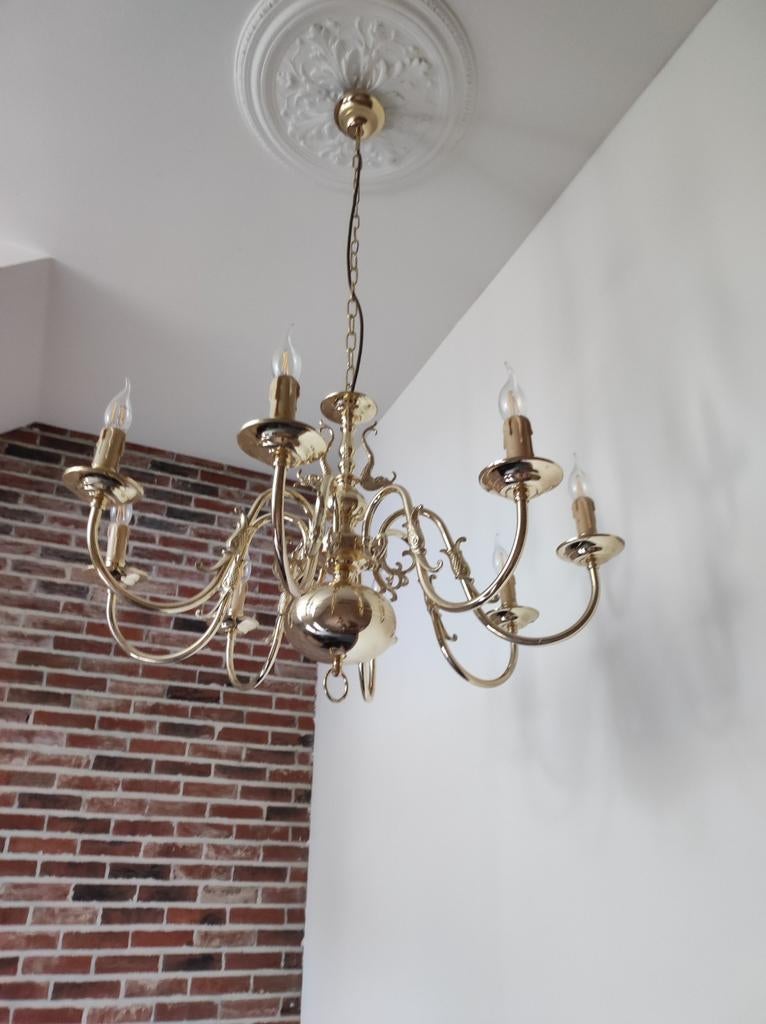 Luster goudkleurig 8 lampen, Ophalen