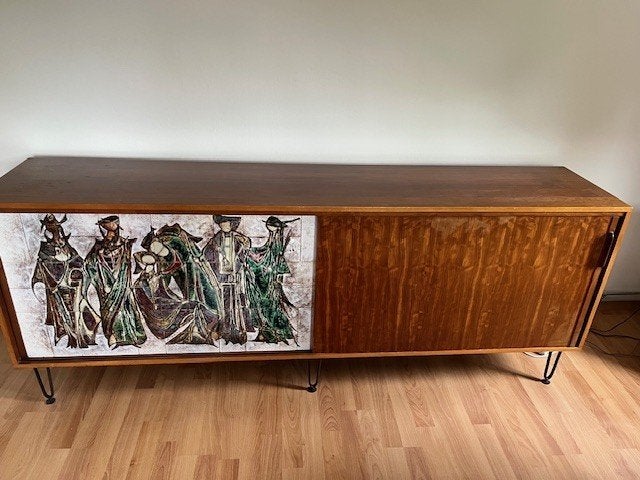 Alfred Hendrickx Belform, groot dressoir met keramische deur, Antiek en Kunst, Ophalen