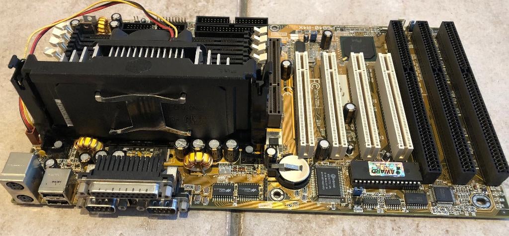 Moederbord25 Tekram P6B40-A4X-2 + Intel PIII450Mhz MMX, Ophalen, Overige soorten, Zo goed als nieuw, Slot1