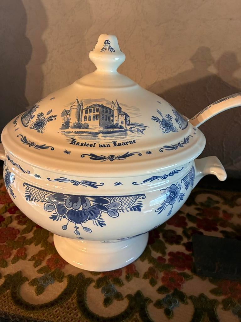 Regina delftsblauw kandelaar en soepterrine, Antiek en Kunst, Ophalen