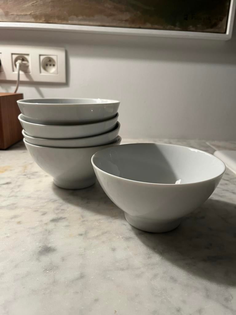 SERVIES WITTE KOMMEN 5 STUKS ONTBIJT DESSERT, Keramiek, Ophalen of Verzenden, Zo goed als nieuw, Kom(men)