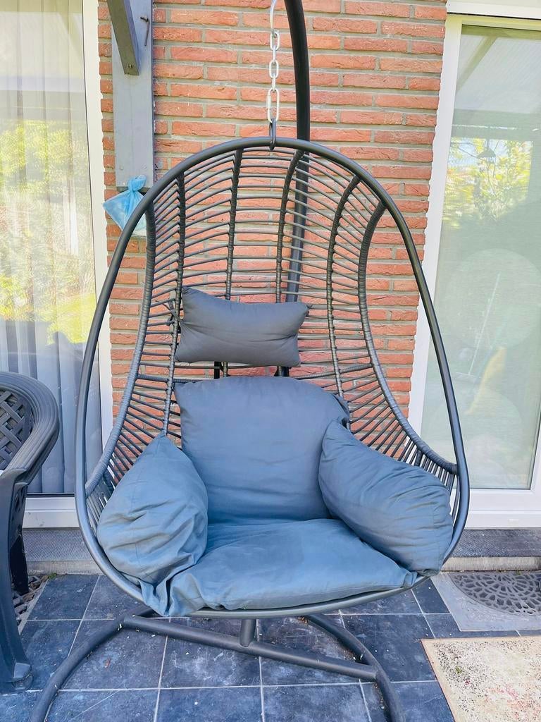 Fauteuil suspendu jardin gris avec coussins, Enlèvement, Utilisé