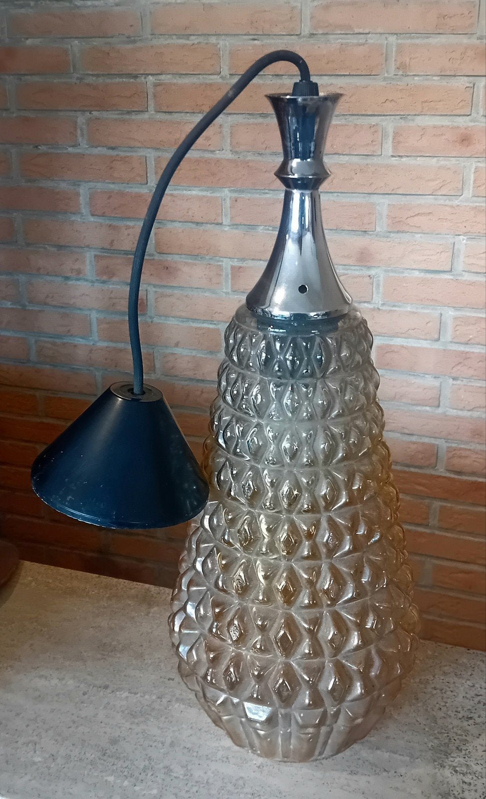 suspension vintage 60-70's ananas en verre design, Enlèvement, Verre