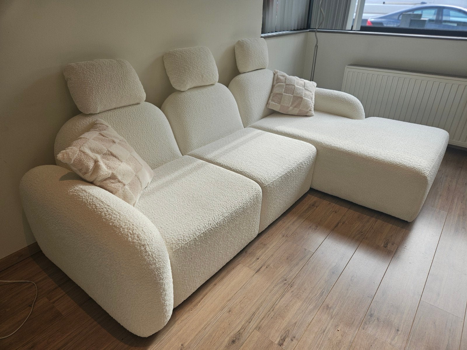 Lusso Living Nabucca salon – L-vorm zetel + 1-zit – White Bo, Maison & Meubles, Enlèvement, Comme neuf, Tissus, Modern