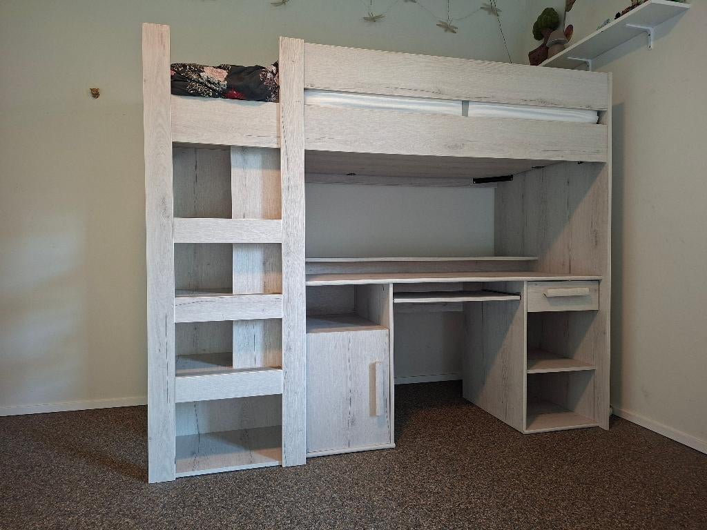 hoogslaper met kasten en bureau, Ophalen, 100 cm, Eenpersoons, 210 cm