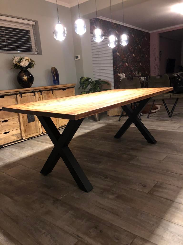 Supermooie tafel 2m x 0,96m industrial look, Huis en Inrichting, Tafels | Eettafels, Ophalen, Industrial  - Warm - overal mee combineerbaar