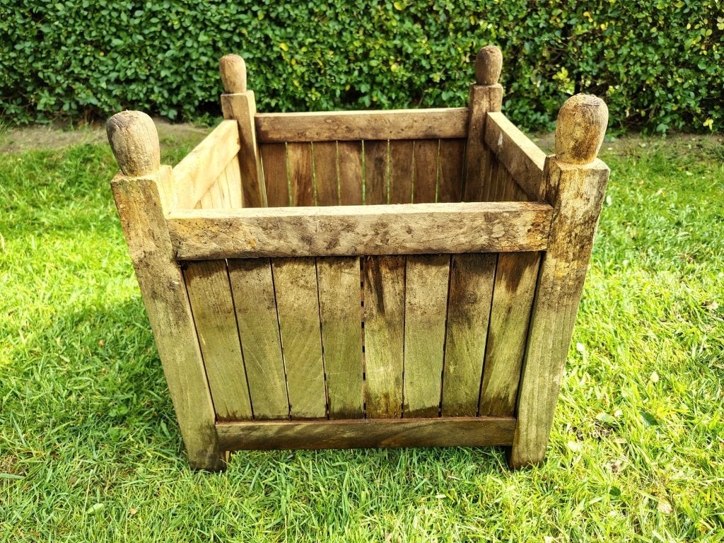Pots de fleurs en teck, Jardin & Terrasse, Bacs à fleurs & Jardinières, Carré, 30 à 60 cm, Enlèvement, Utilisé