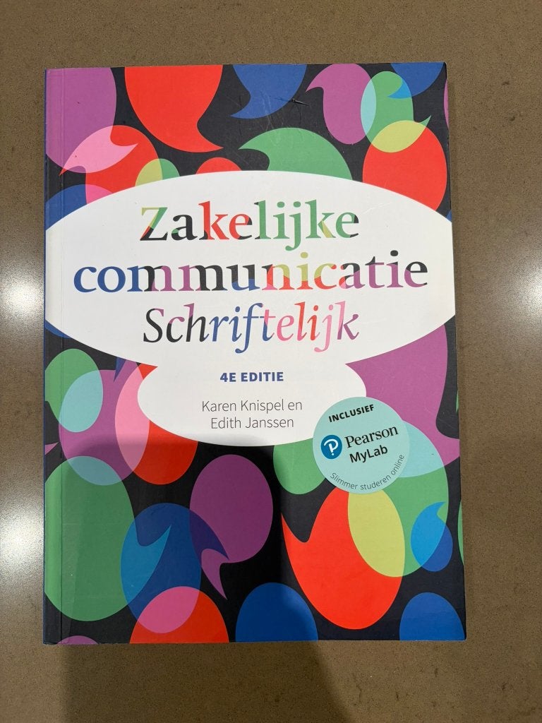 Zakelijke communicatie schriftelijk (4de editie), Boeken, Ophalen of Verzenden, Zo goed als nieuw, Hogeschool, Pearson