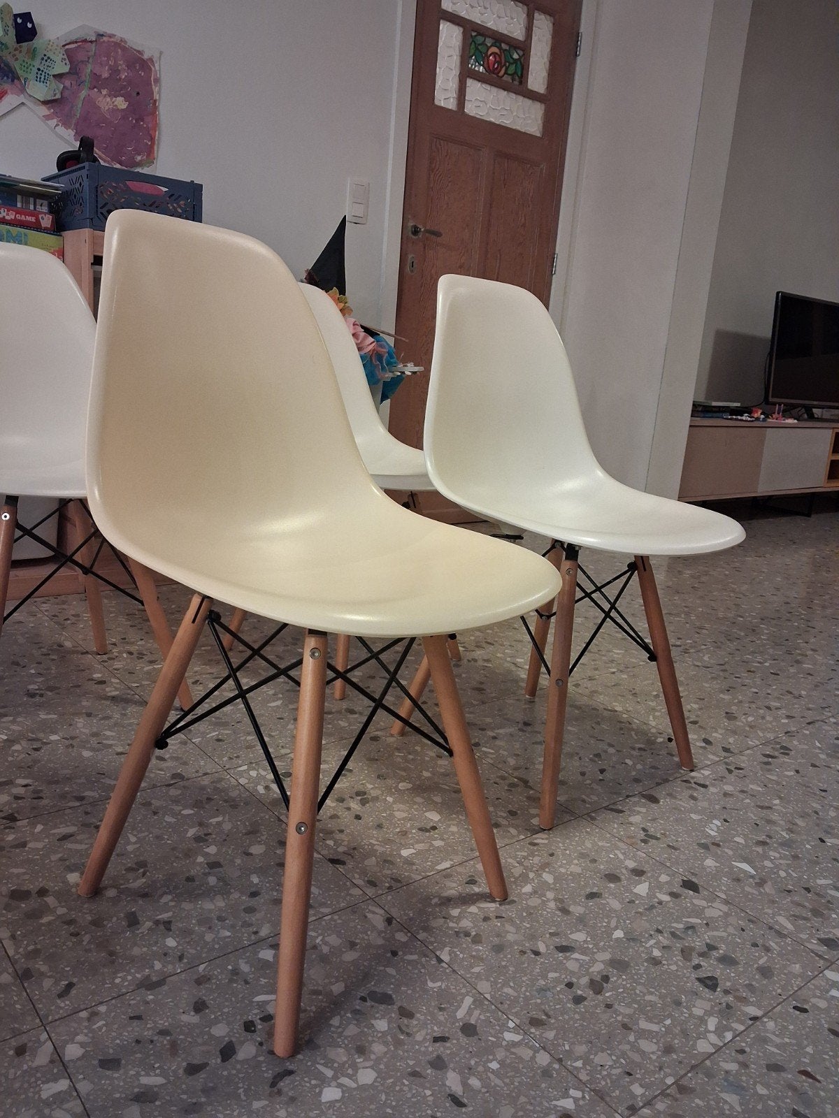 6 kuipstoelen, Ophalen, Gebruikt, Wit