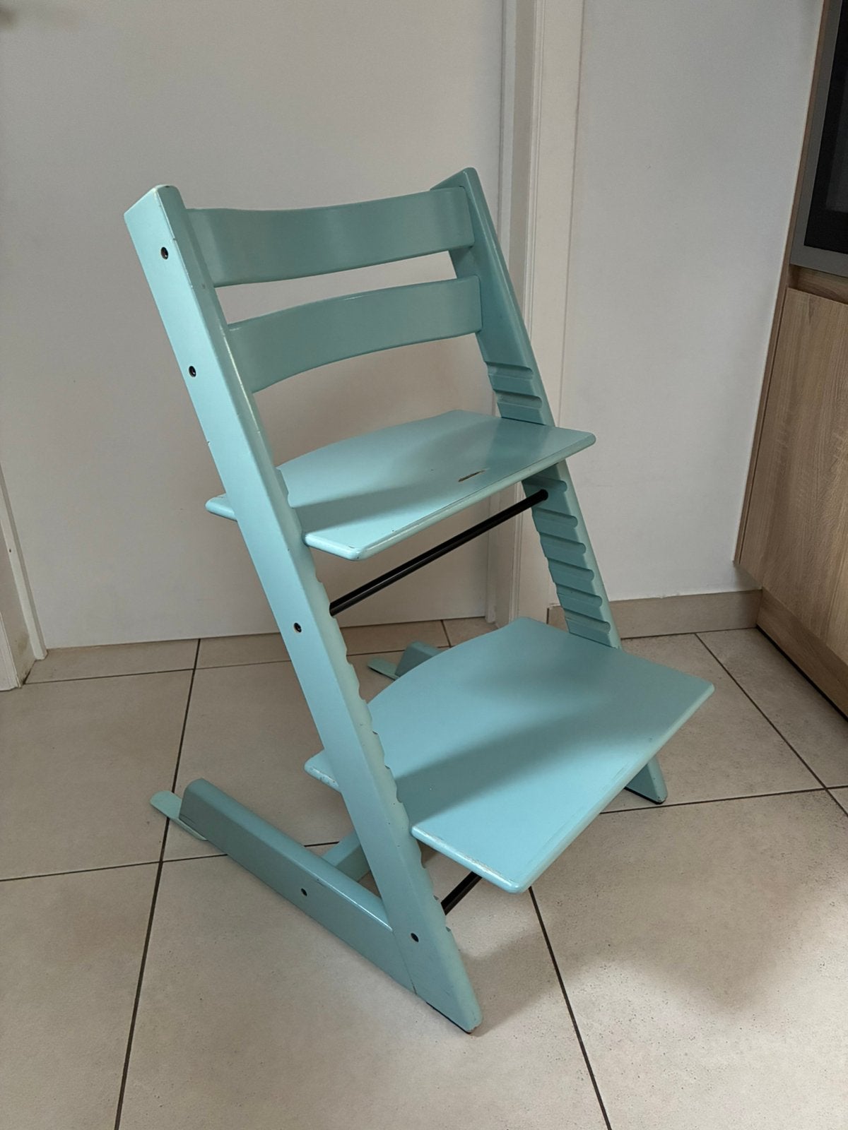 Stokke Tripp Trapp lichtblauw, Ophalen, Gebruikt, Meegroeistoel