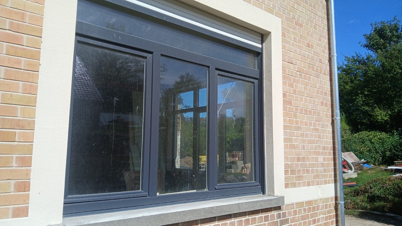 chassis pvc gris anthracite ext blanc interieur, Ophalen, Gebruikt, Dubbelglas