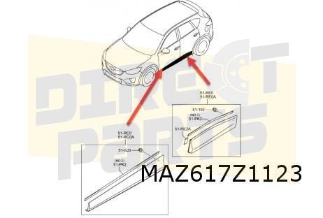 Mazda	CX-5 (1/12 - 6/17) (KE) stootlijst achterportier Links, Neuf, -, -, Mazda
