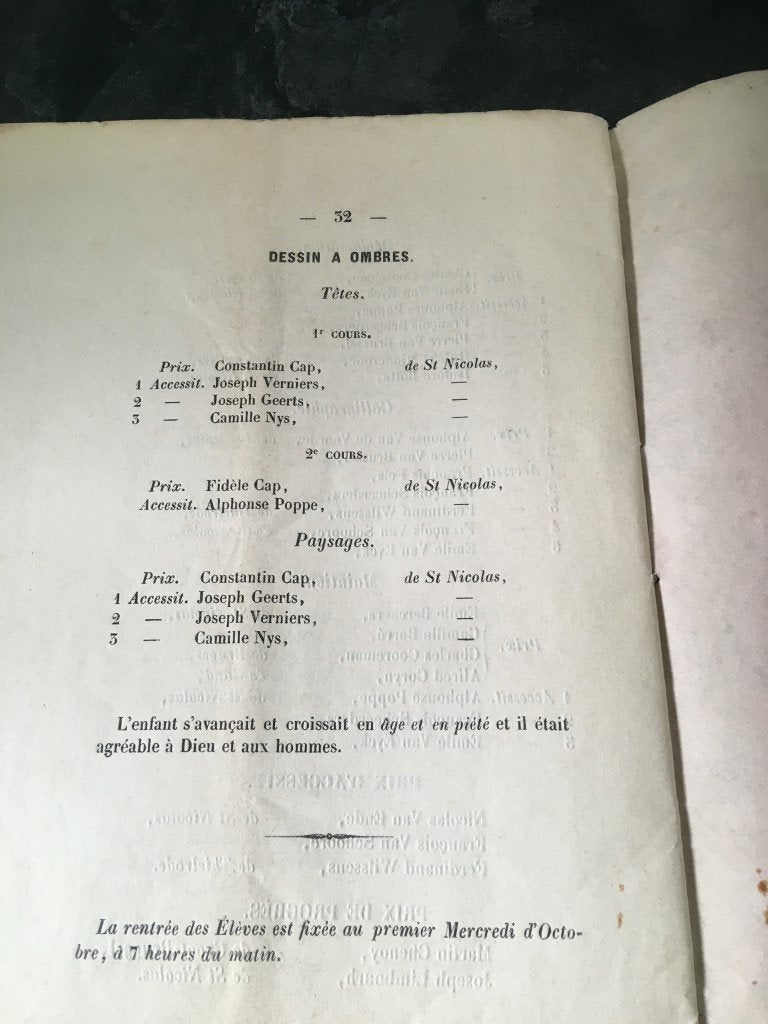 1857 - St. Jozef Sint-Niklaas - des prix aux élèves extern, Ophalen of Verzenden