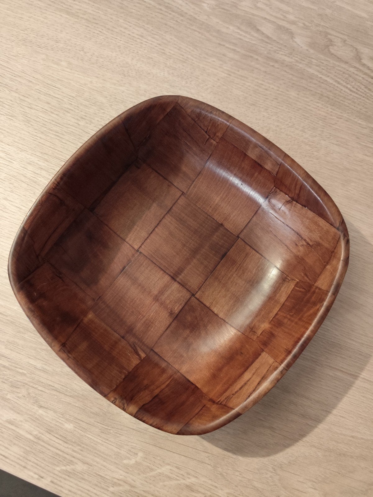 Lot de 3 saladiers vintage en bois tressé / thermoformé, Enlèvement ou Envoi, Rond, Bois, Tressé