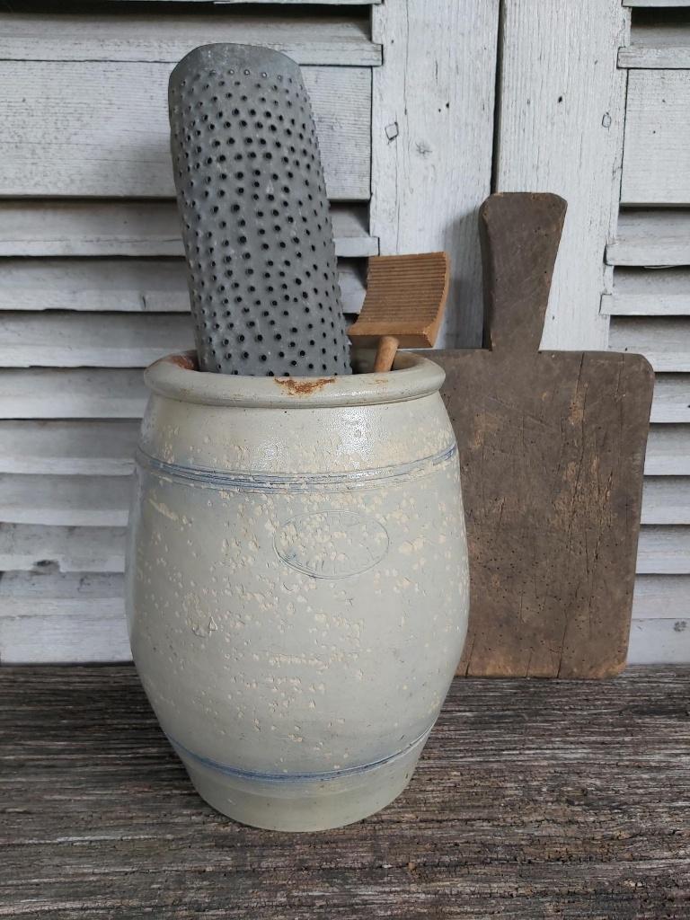 Mooie grote grijsblauwe grespot 47cm hoog, Antiek en Kunst, Ophalen of Verzenden