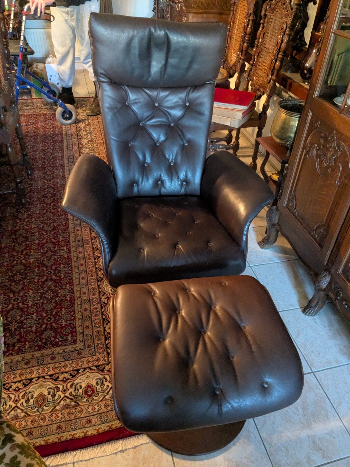 mooie lederen zetel., Enlèvement, Utilisé, Cuir, Klassiek