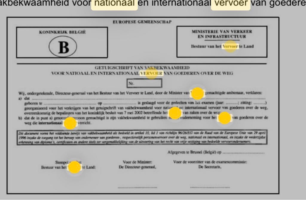 Vervoersvergunning nationaal internationaal te huur