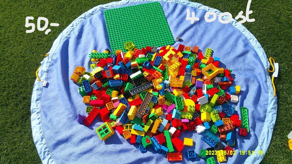400 allerlei echte Duplo blokken + grote bouwplaat, Ophalen of Verzenden, Zo goed als nieuw, Duplo