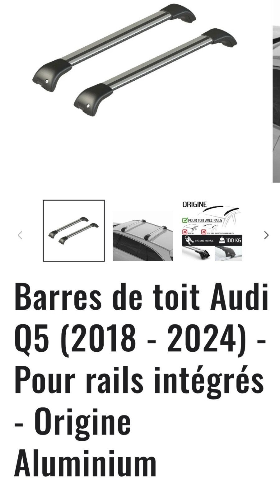 Barre de toit Audi Q5, Enlèvement, Audi