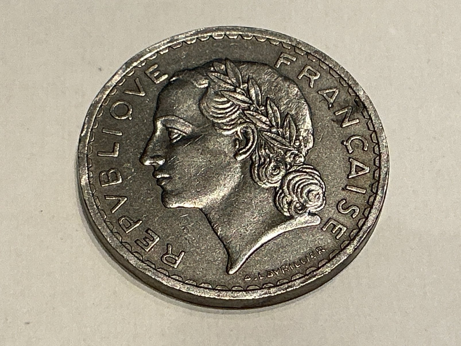 Frankrijk 5 Francs 1935 nikkel, Ophalen of Verzenden, Frankrijk