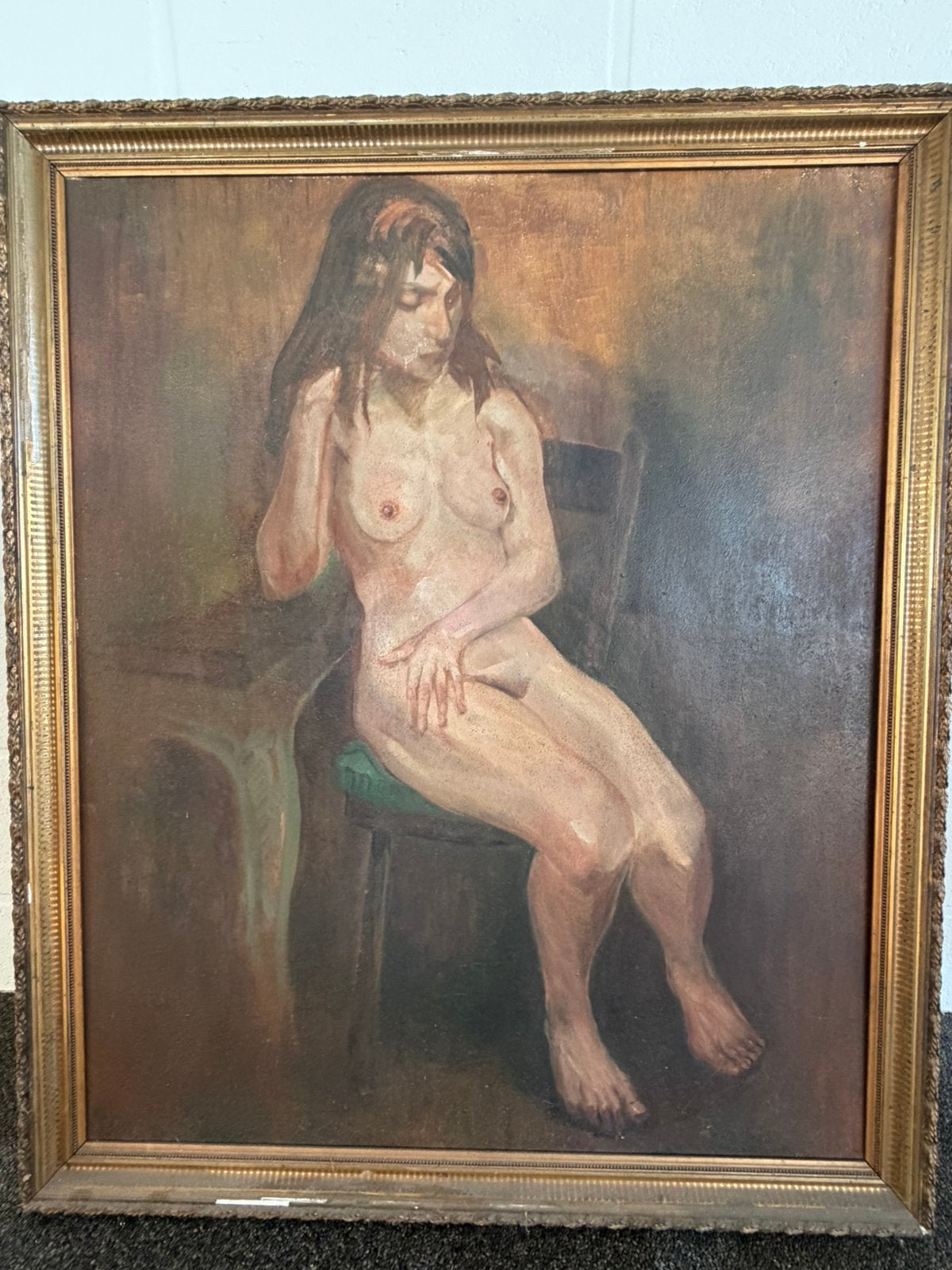 Schilderij zittend naakt - silvain armand, Antiquités & Art, Art | Peinture | Classique, Enlèvement, Panneau