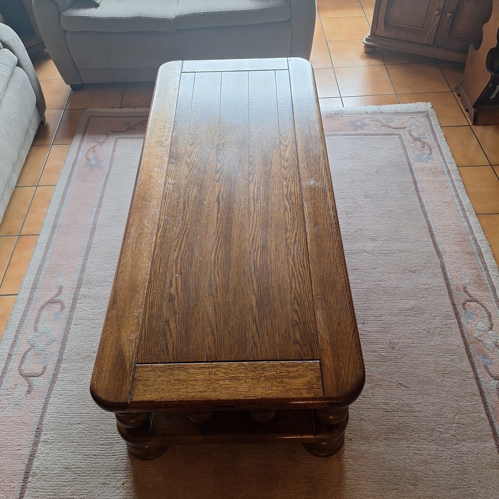 Vol eiken salontafel, Ophalen, Gebruikt, Eikenhout, 50 tot 100 cm