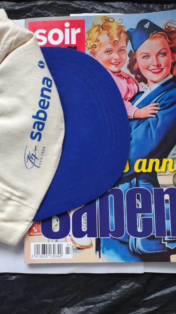 Sabena casquette 75e anniversaire revue  Belgique aviation, Collections, Souvenirs Sabena, Utilisé, Envoi