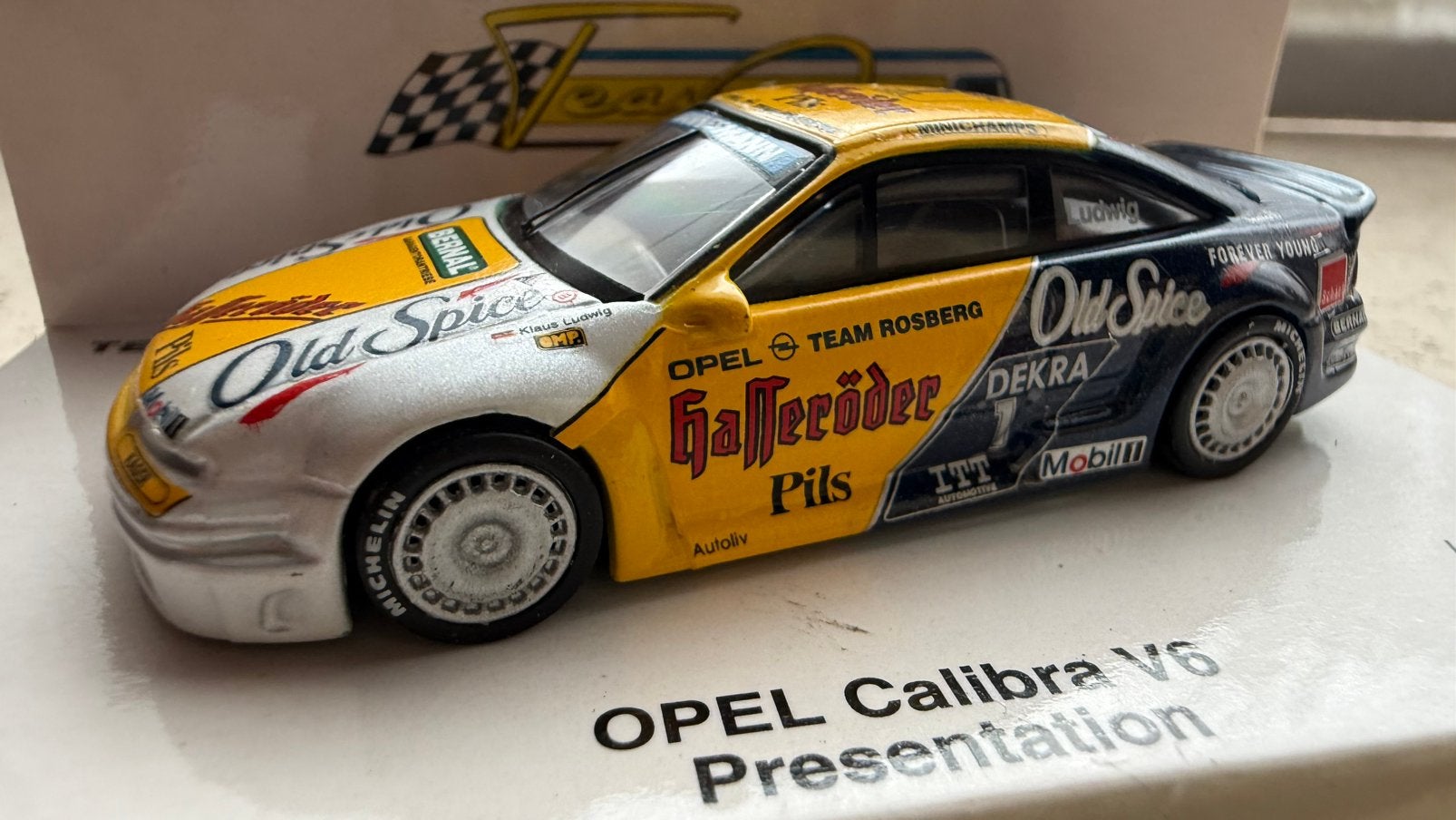 Opel Calibra V6 DTM 1995 Ludwig 1/64, Ophalen of Verzenden, Zo goed als nieuw, Auto