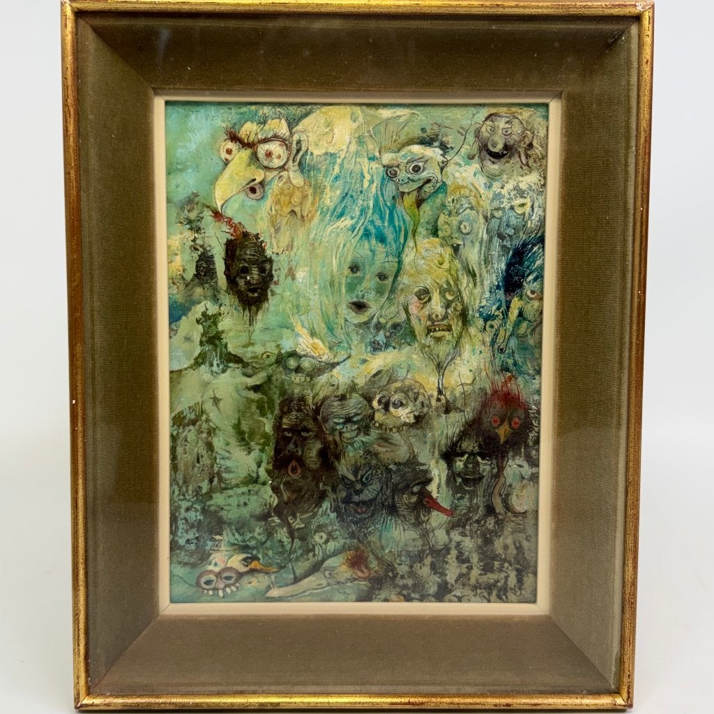 Huile sur panneau 'Visages imaginaires' de Jean Dratz, Enlèvement ou Envoi