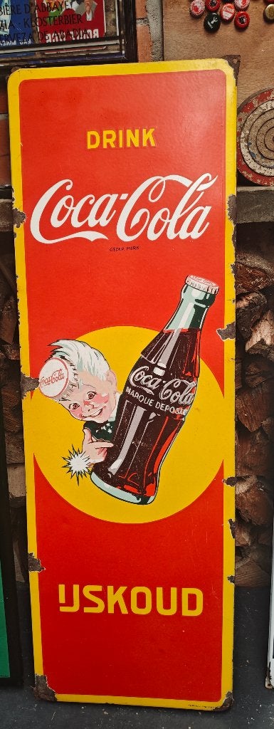 Emaille coca cola (foremail), Ophalen, Gebruikt, Reclamebord