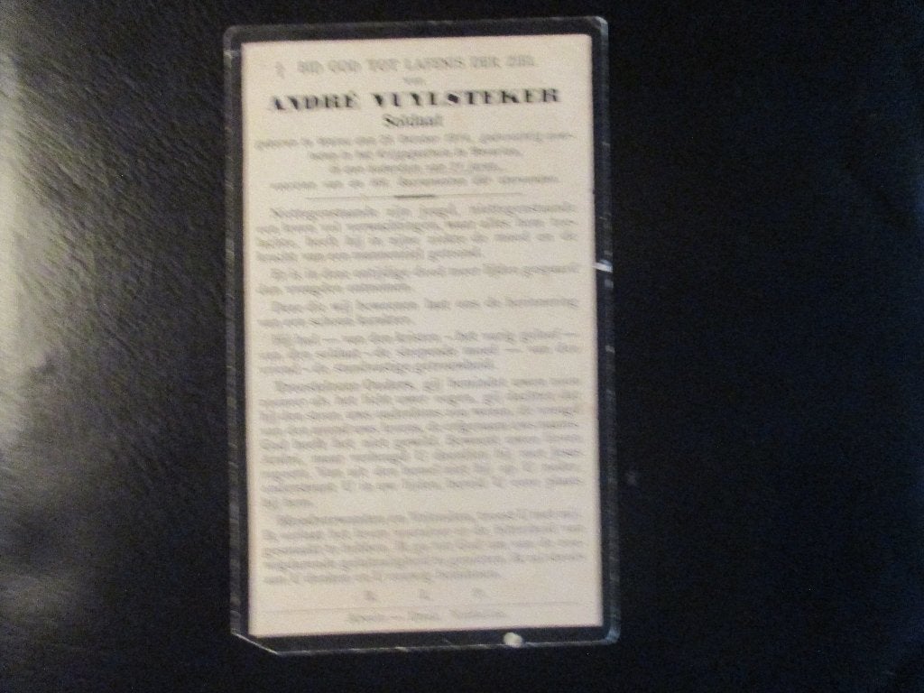 Bidprentje soldaat Andre VUYLSTEKER-  WATOU., Verzamelen, Bidprentjes en Rouwkaarten, Bidprentje, Verzenden