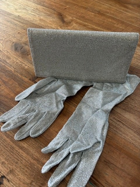 set handtas en handschoenen, Ophalen of Verzenden, Zo goed als nieuw, Grijs, Handtas