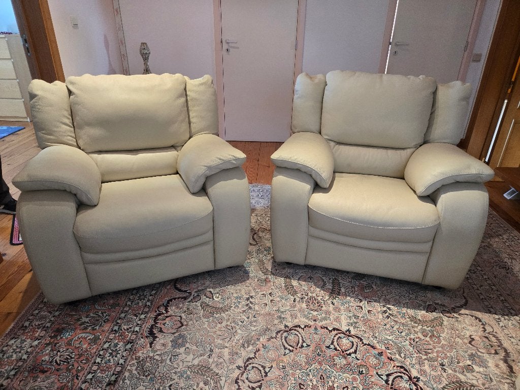 Deux fauteuils,beige,état neuf,jamais utilisé, Enlèvement, Comme neuf, Cuir