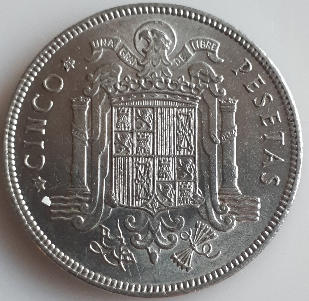 ESPAGNE : SUPERBE étoile 5 PESETAS 1949 50 KM 778, Enlèvement ou Envoi, Autres pays, Monnaie en vrac