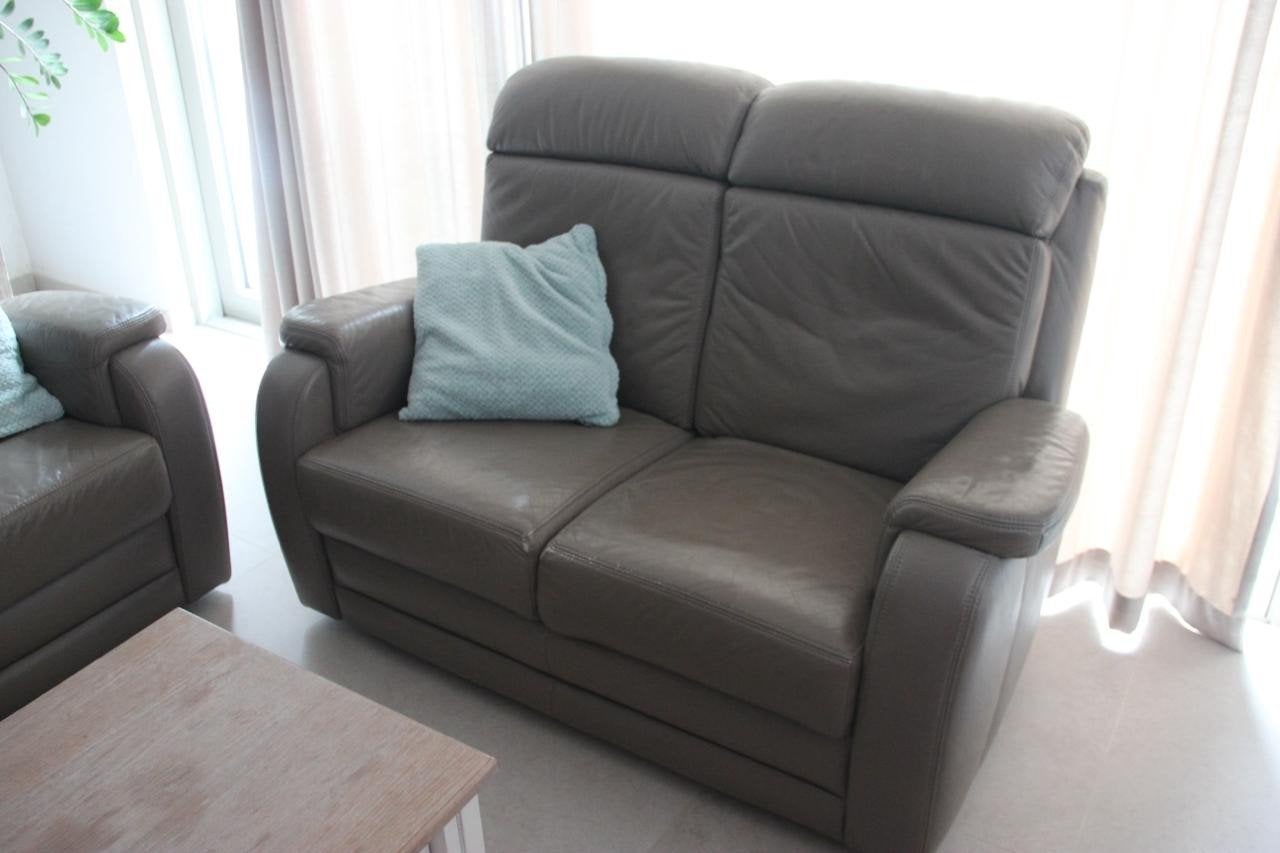 lederen zetel, Huis en Inrichting, Ophalen, Gebruikt, Rechte bank, 200 tot 250 cm
