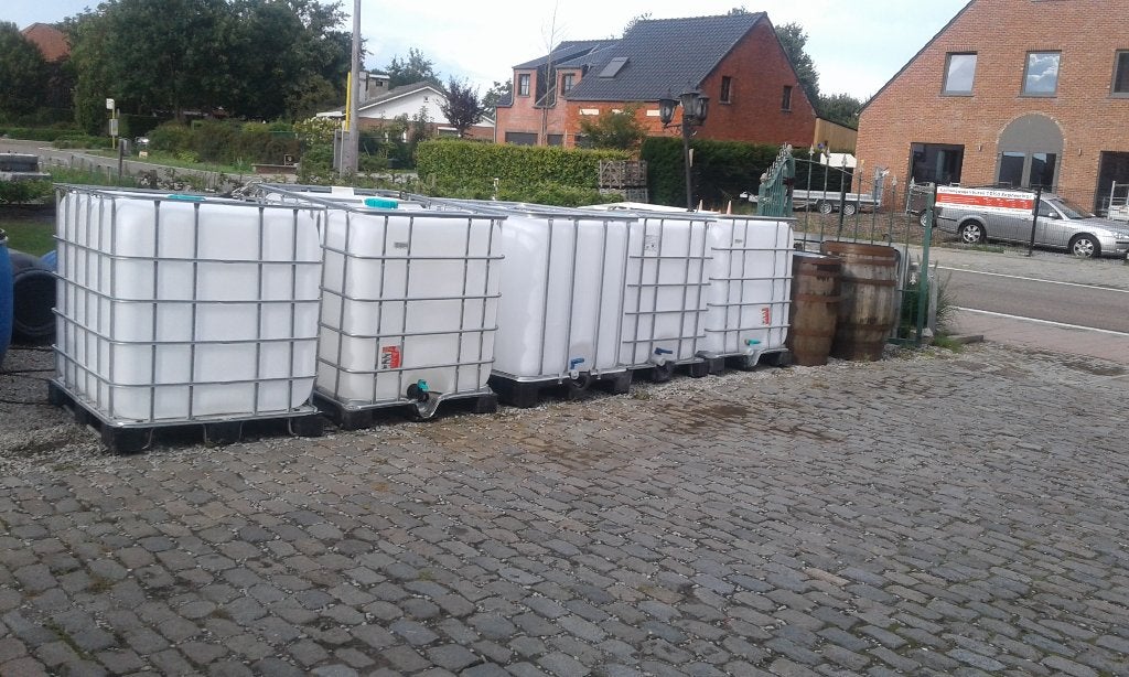 Baril de pluie - Réservoir d'eau - IBC - Baril, Jardin & Terrasse, Barils de pluie, Comme neuf, Synthétique, 150 litres ou plus