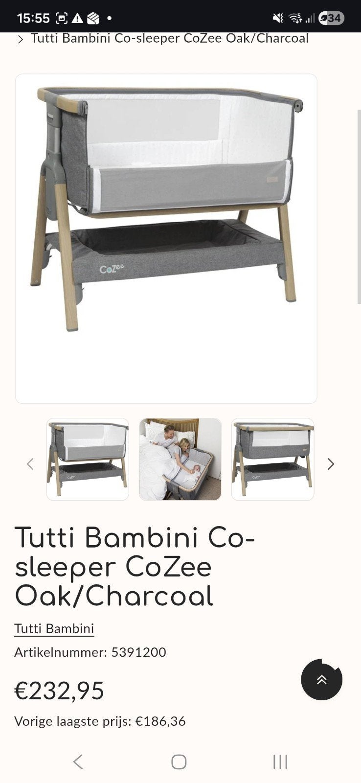 Cozee cosleeper tutti bambini, Enfants & Bébés, Berceaux & Lits, Comme neuf, Berceau, Enlèvement