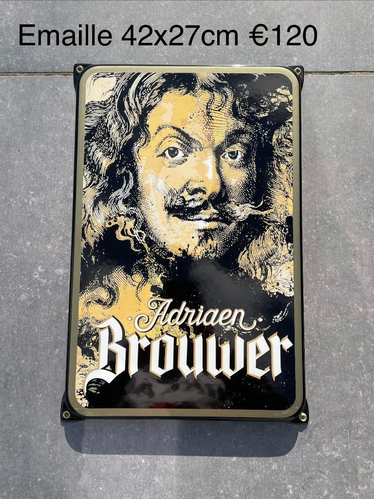 Emaille bord adriaen brouwer - 42 cm x 27 cm, Ophalen of Verzenden