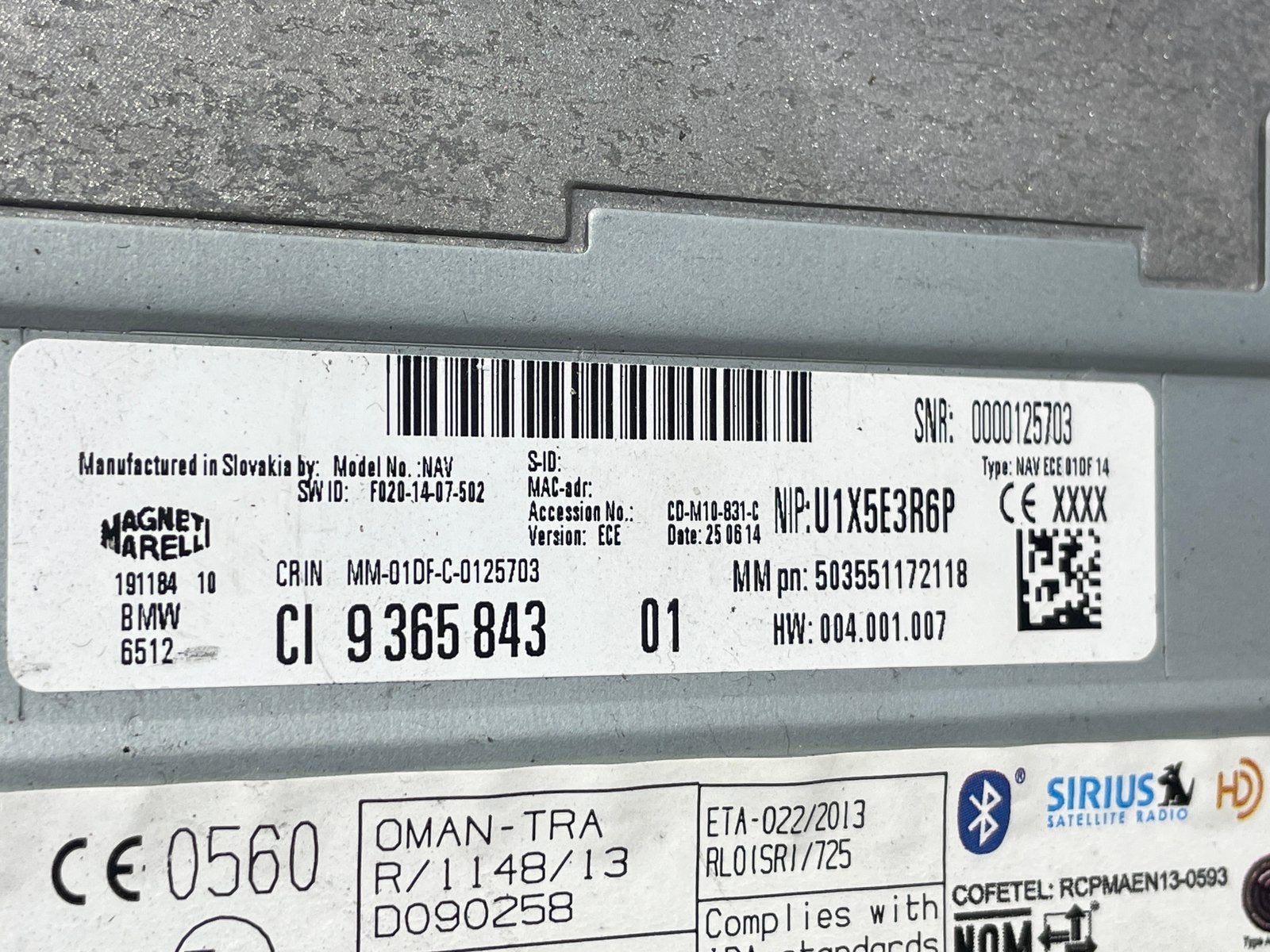 Radio BMW F30/F31   9365843   01, Enlèvement, Utilisé, BMW