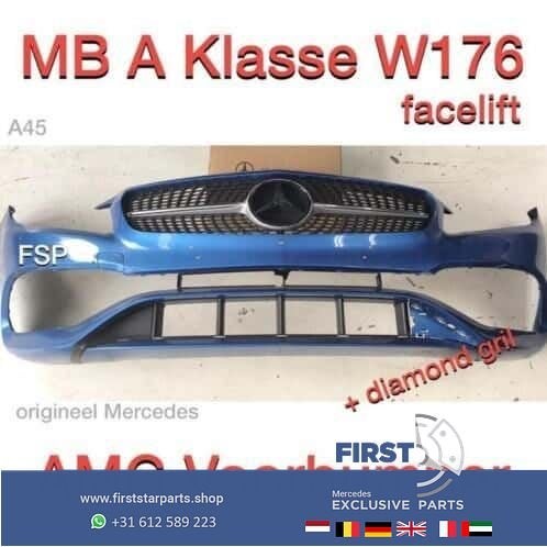 W176 Facelift AMG Voorbumper + Black Diamond Gril Mercedes A, Gebruikt, -, Voor, Ophalen of Verzenden