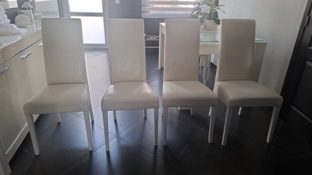 Chaises, Comme neuf, Enlèvement, Blanc, Cuir