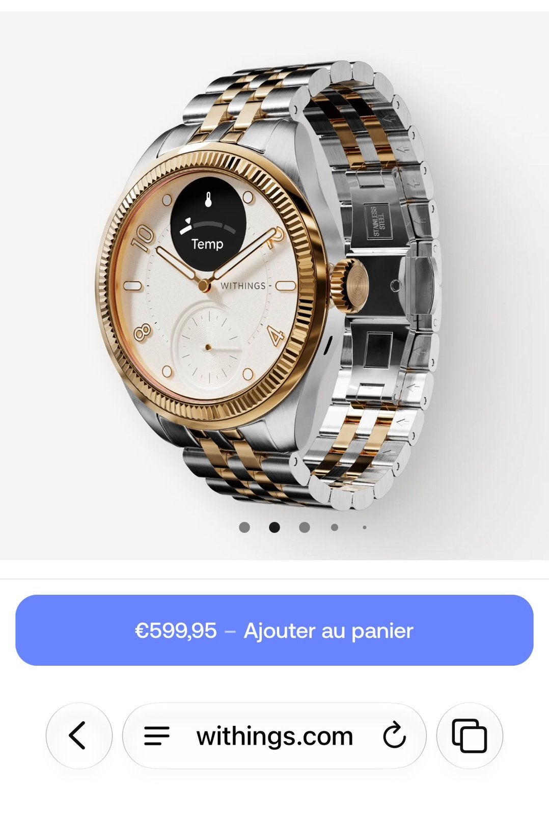 Withings ScanWatch Nova Brilliant or, Bijoux, Sacs & Beauté, Enlèvement, Comme neuf