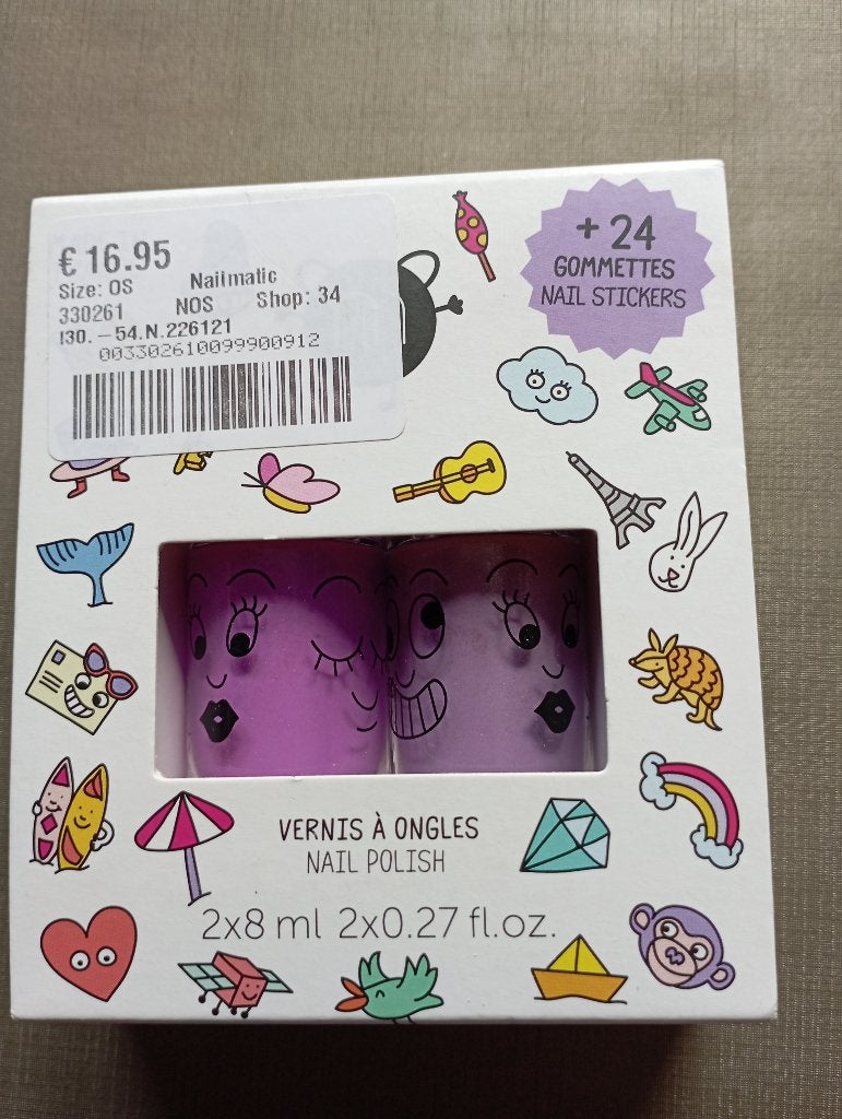 NAILMATIC kindernagellak + 24 nagelstickertjes NIEUW, Ophalen of Verzenden, Nieuw, Handen en Nagels, Make-up