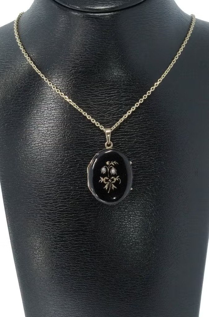 Fraaie 14k gouden foto medaillon ketting hanger antiek dame, Ophalen of Verzenden, Hanger, Met edelsteen