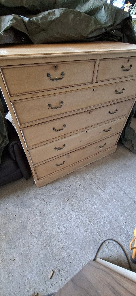 Antieke houten ladekast / commode  6 laden origineel beslag, Huis en Inrichting, Kasten | Ladekasten, 5 laden of meer, Ophalen