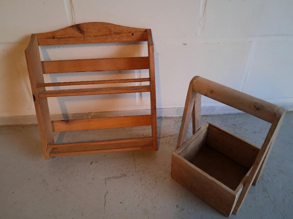 Houten bakje en kruidenrekje, Huis en Inrichting, Ophalen, Minder dan 50 cm, Gebruikt, Bruin