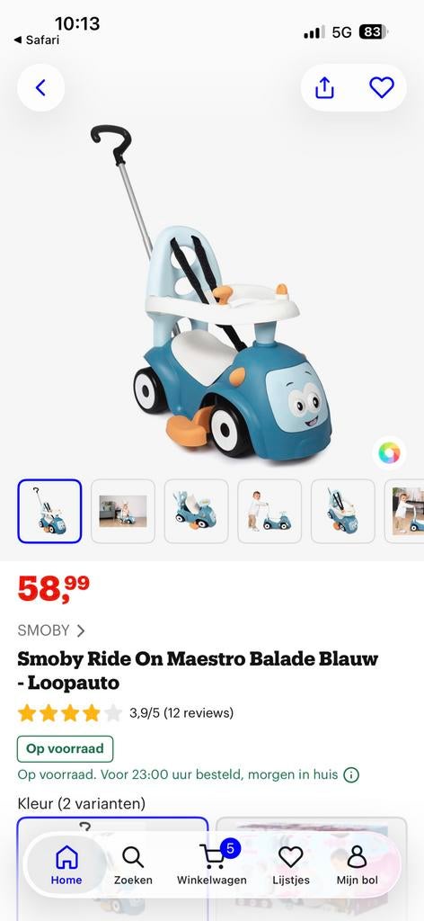 Smoby meegroei auto, Ophalen, Auto, Met wieltjes